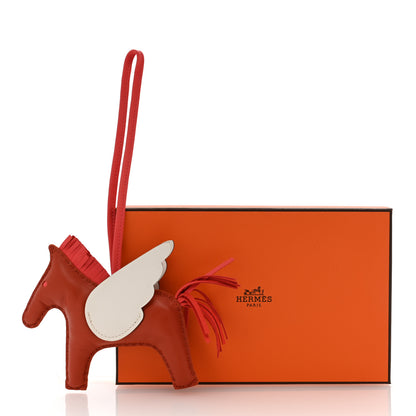 Hermes Milo Lambskin Grigri Rodeo Pegase Horse Bag Charm MM Orange Poppy Craie Terre Battue 5 of 5