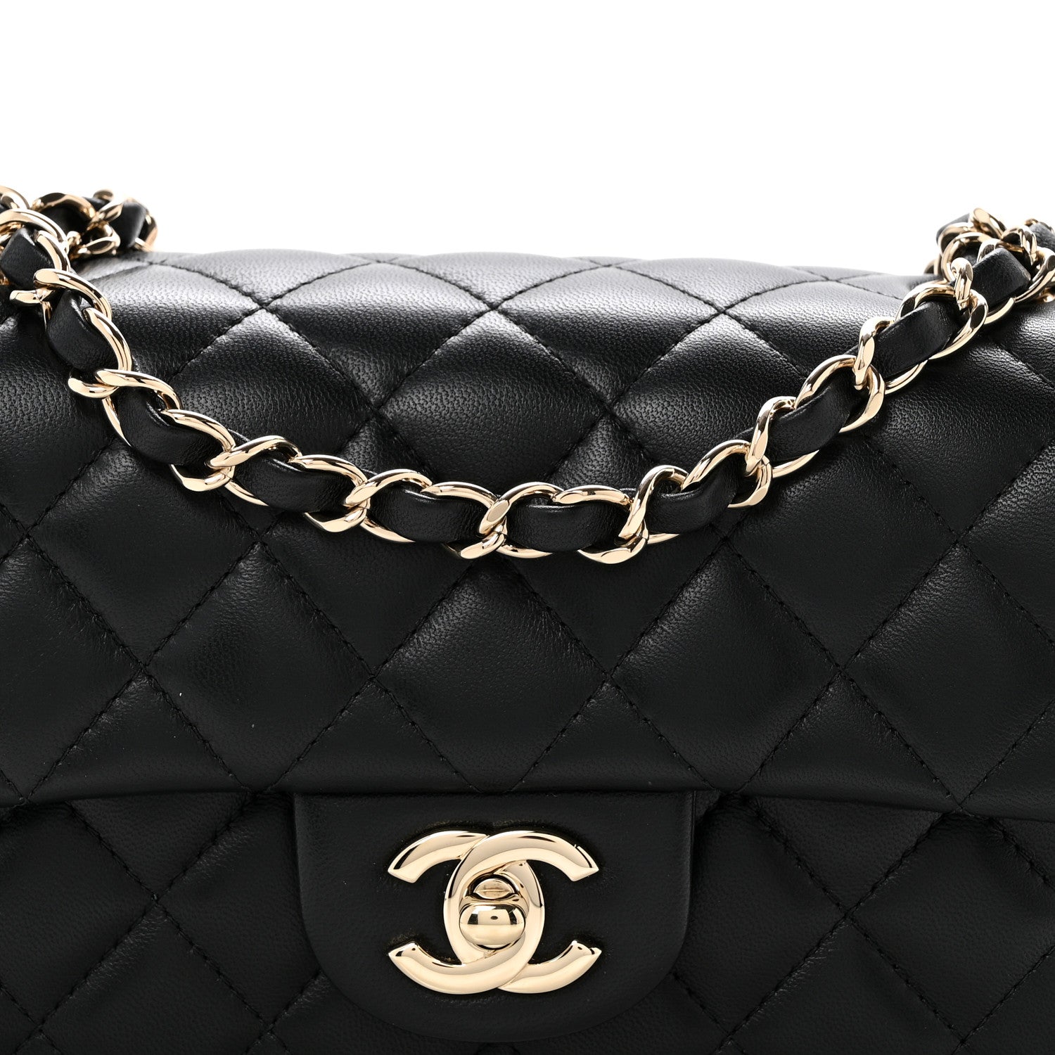 Chanel Lambskin Quilted Mini Rectangular Flap Black 1885294