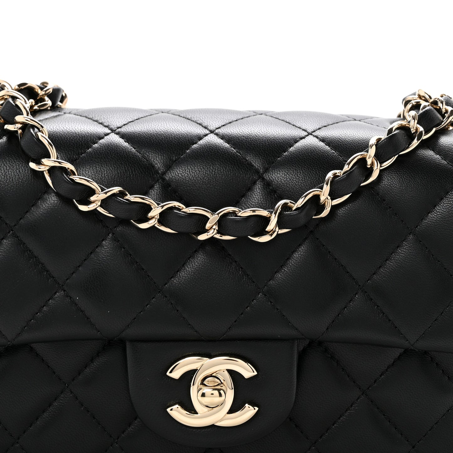 Lambskin Quilted Mini Rectangular Flap Black