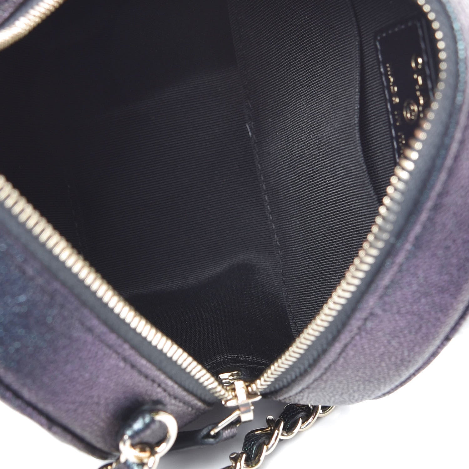 Chanel Iridescent Caviar Quilted Round Clutch With Chain Black 5 of 10