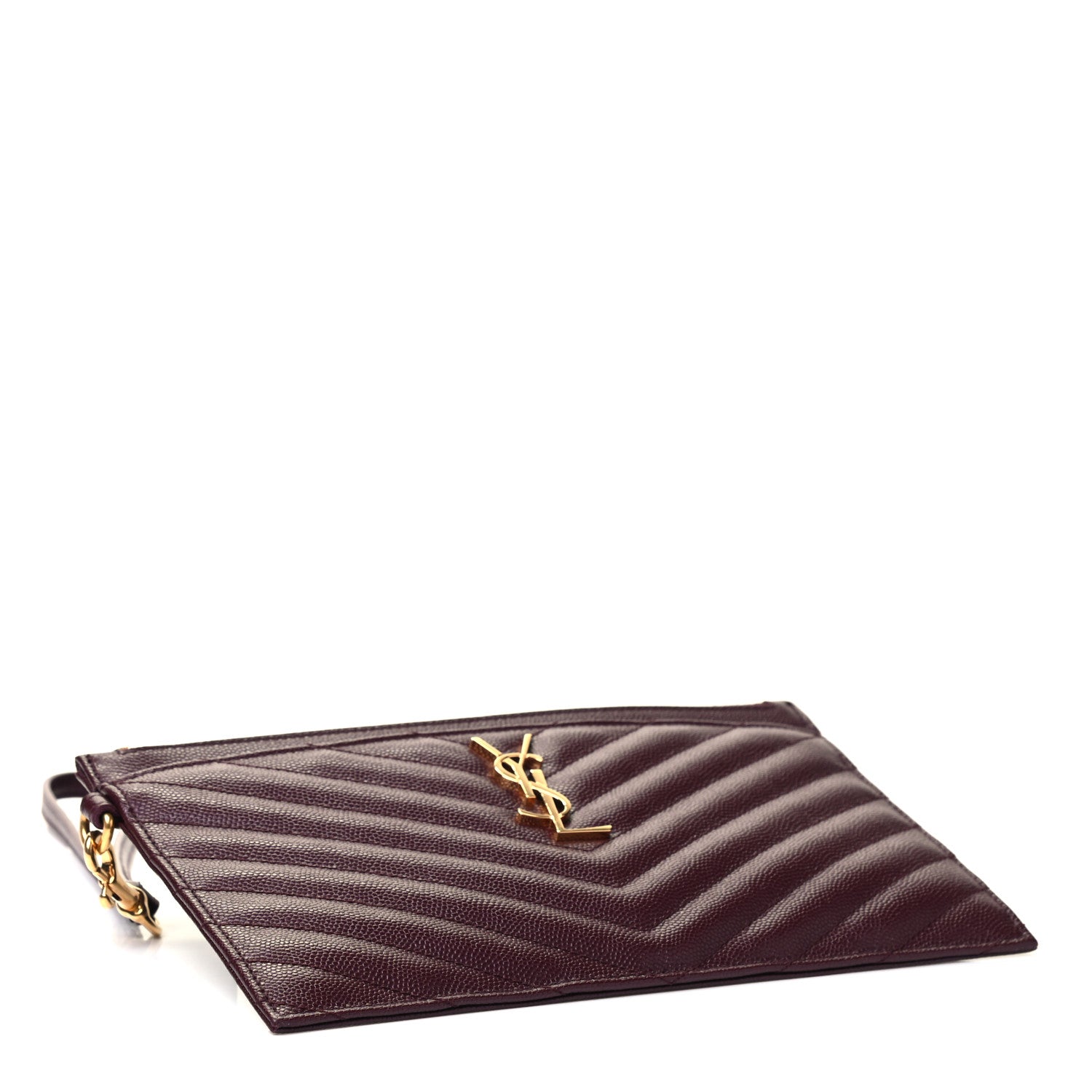 Saint Laurent Grain De Poudre Chevron Monogram Large Bill Pouch Rouge Legion 4 of 5