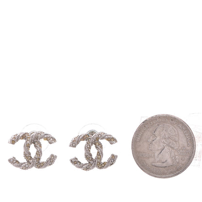 Chanel Crystal CC Twisted Earrings Silver 2 of 5