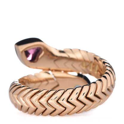 Bulgari 18K Yellow Gold Pink Tourmaline Blue Topaz Diamond Heart Bypass Ring 54 6.75 4 of 7