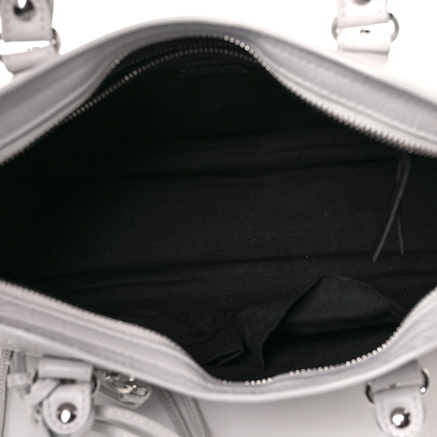Matte Supple Lambskin Crocodile Embossed Classic Silver Hardware S City White