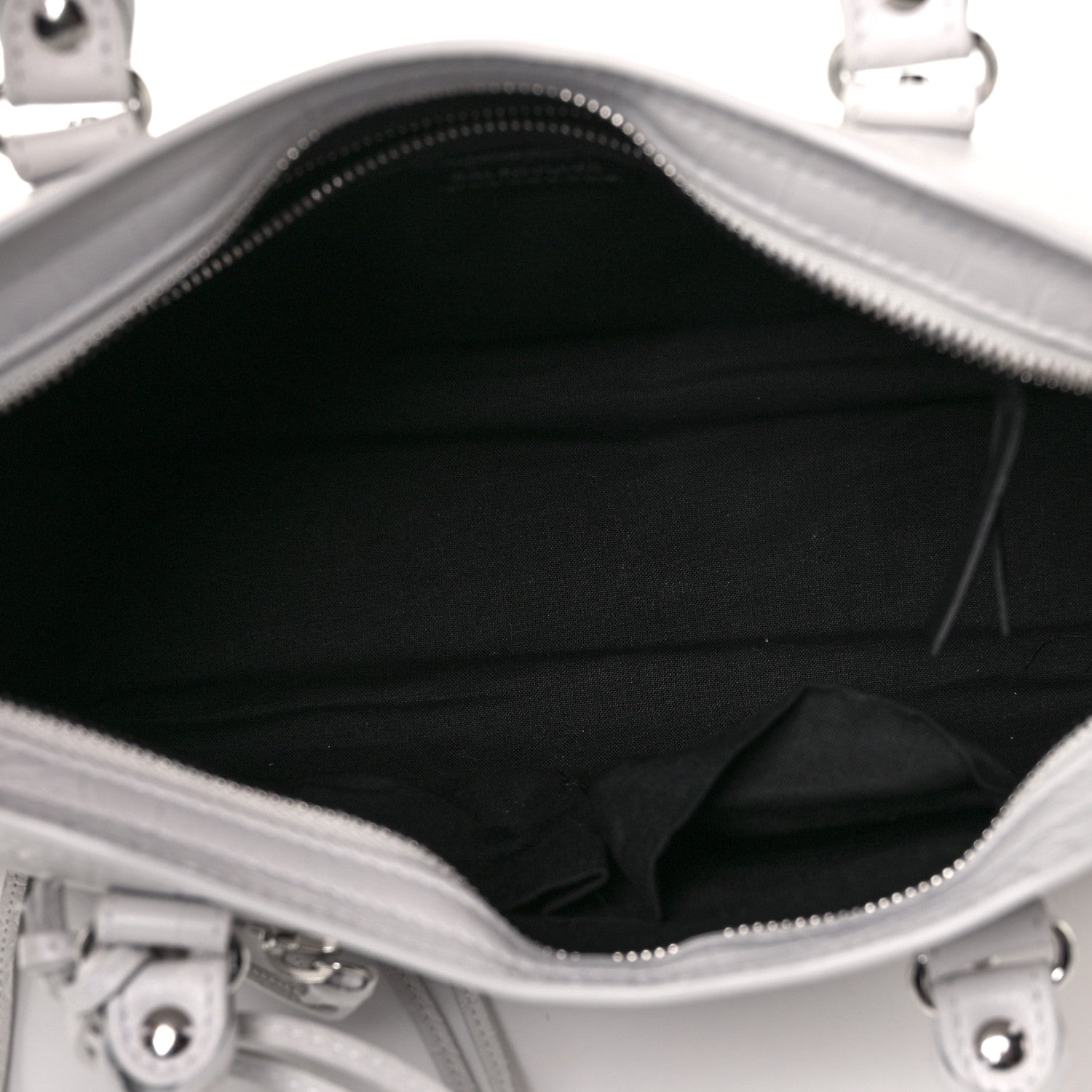 Balenciaga Matte Supple Lambskin Crocodile Embossed Classic Silver Hardware S City White 5 of 10