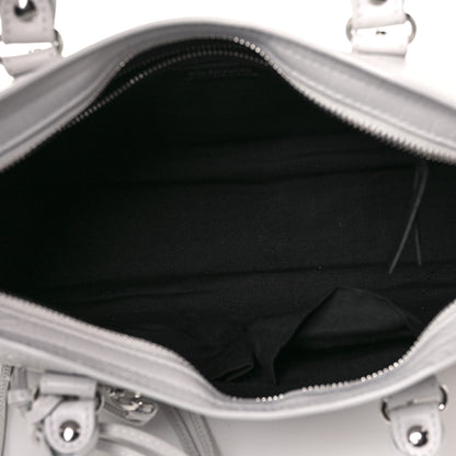Balenciaga Matte Supple Lambskin Crocodile Embossed Classic Silver Hardware S City White 5 of 10