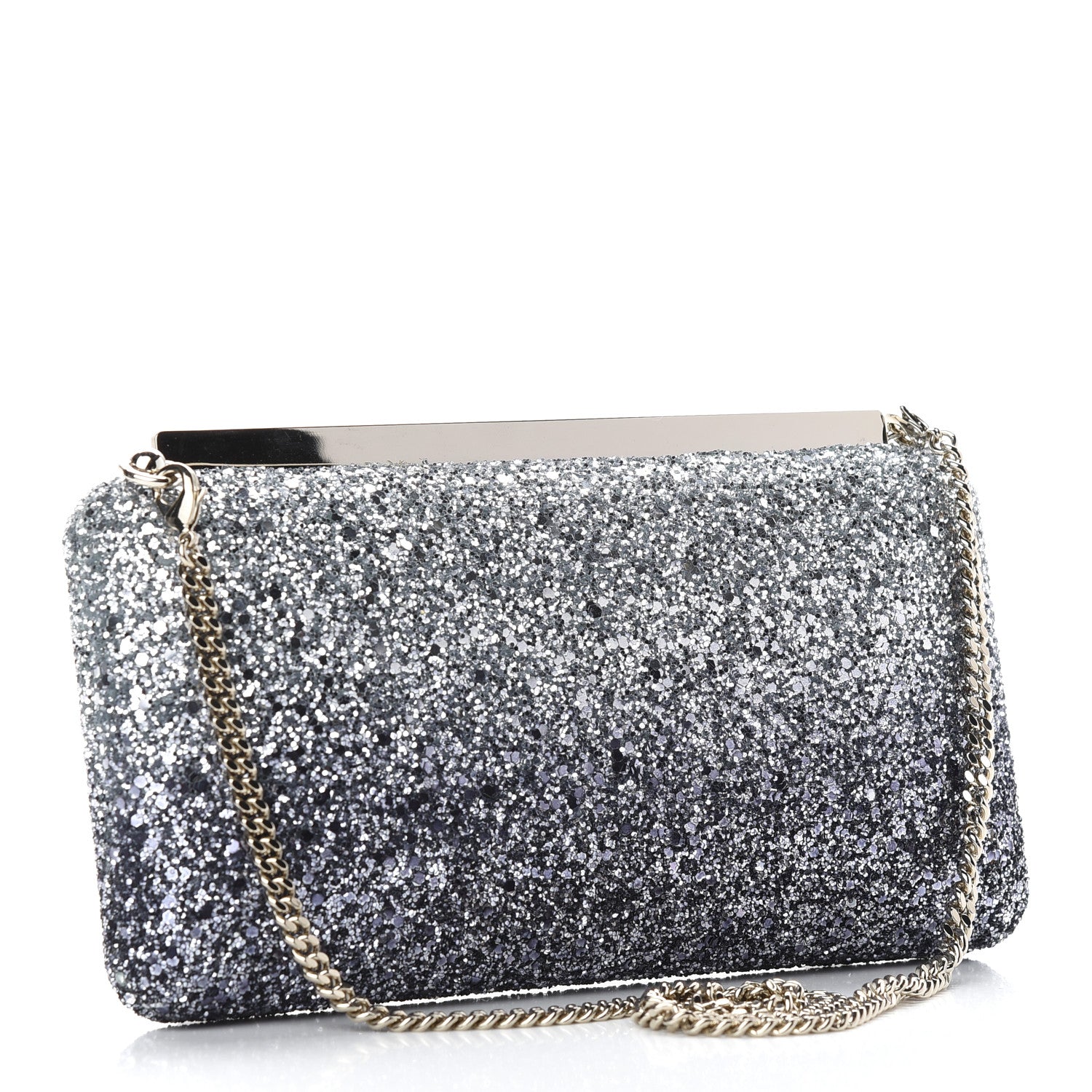 Jimmy Choo Coarse Glitter Ellipse Clutch Navy Silver 3 of 8