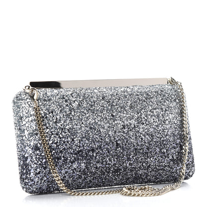 Jimmy Choo Coarse Glitter Ellipse Clutch Navy Silver 3 of 8