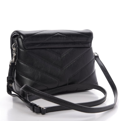 Saint Laurent Calfskin Y Quilted Monogram Toy Loulou Crossbody Bag Black 3 of 11