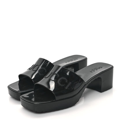 Gucci Rubber Gucci Logo Womens Platform 20/60mm Slide Sandals 40 Black 3 of 11