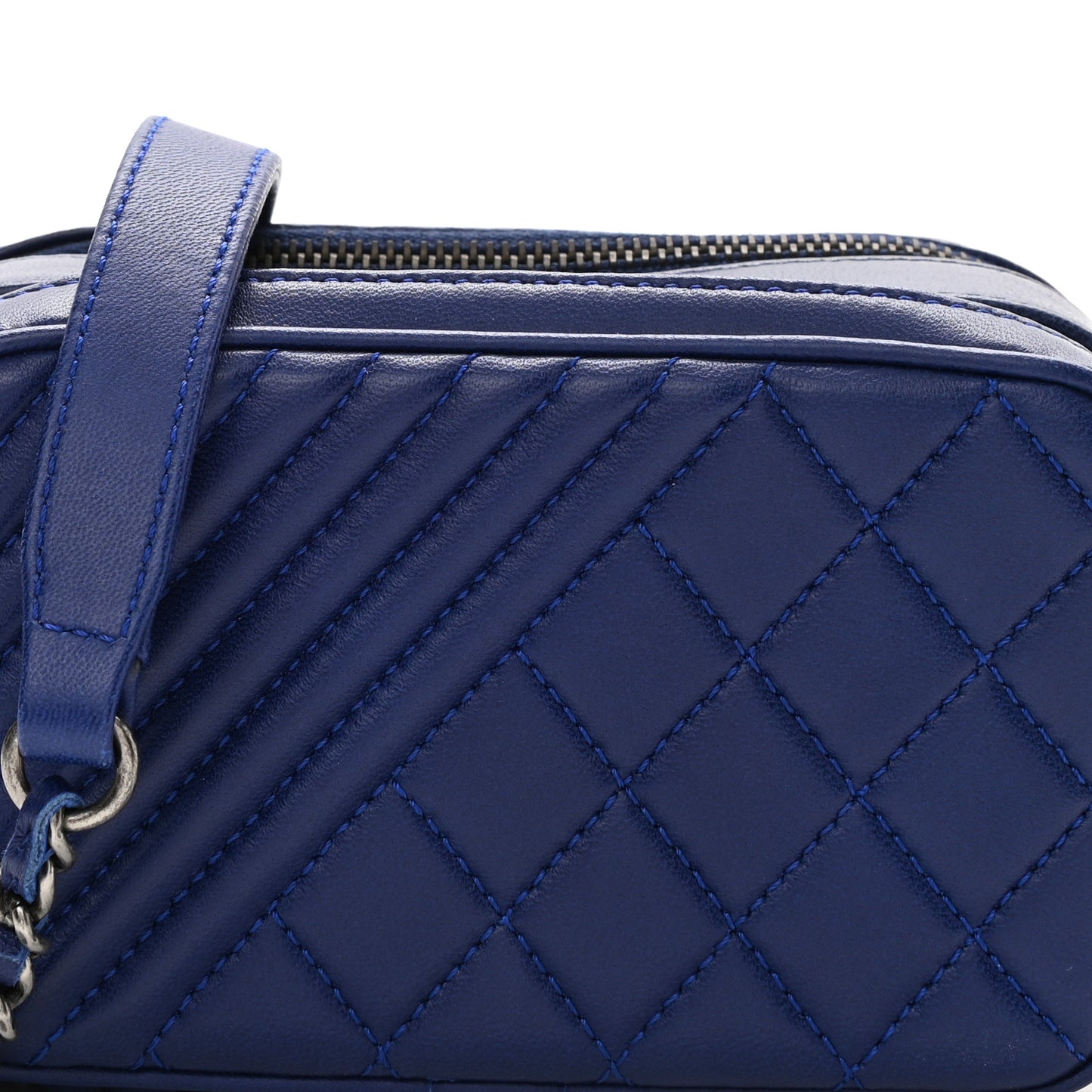 Lambskin Quilted Mini Coco Boy Camera Bag Blue