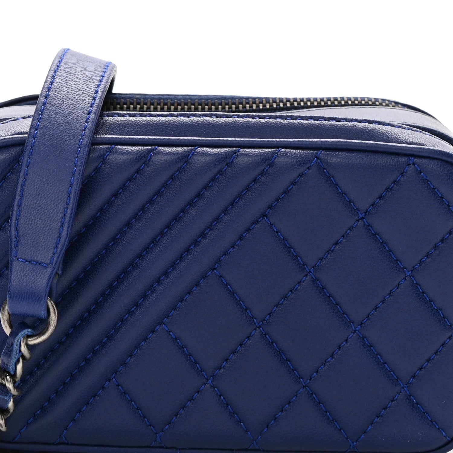 Chanel Lambskin Quilted Mini Coco Boy Camera Bag Blue 9 of 11