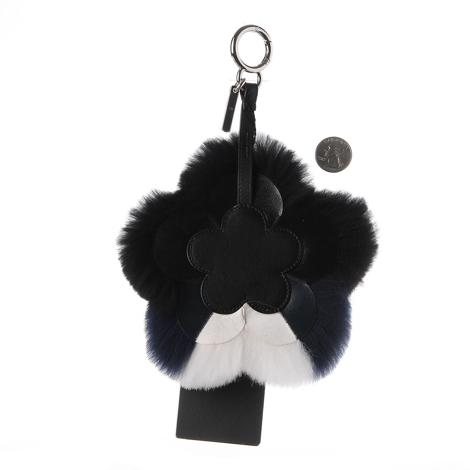 Fendi Fox Mink Fur Flowerland Bag Charm Black Blue White 2 of 4