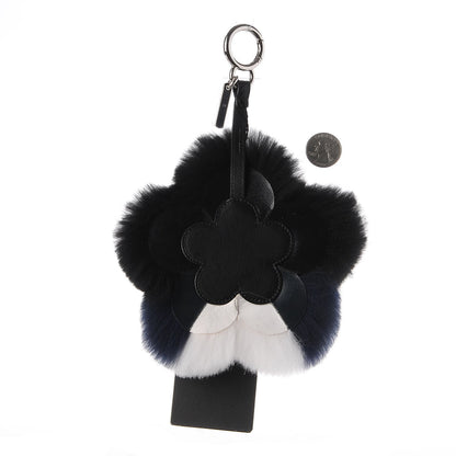 Fendi Fox Mink Fur Flowerland Bag Charm Black Blue White 2 of 4