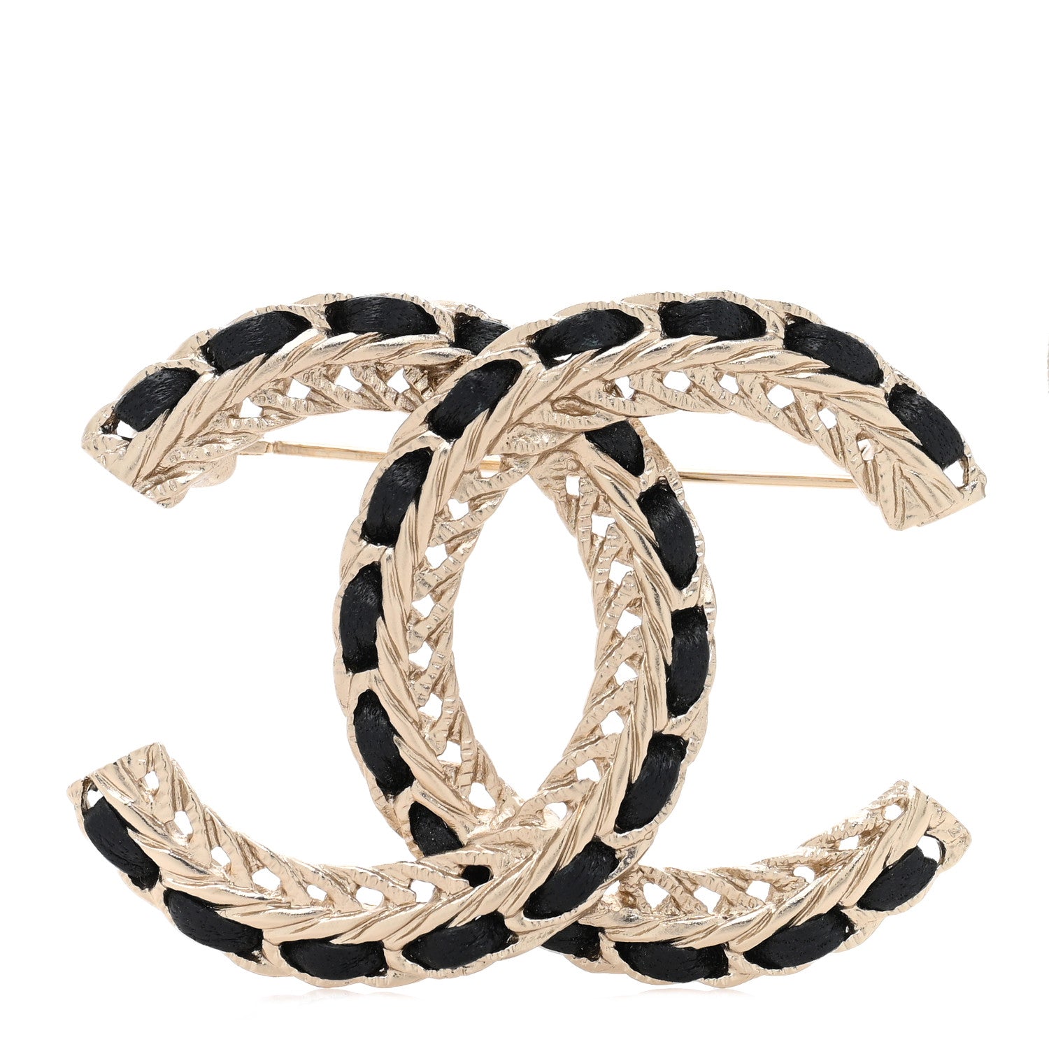 Chanel Lambskin Chain CC Brooch Black Gold 1 of 5