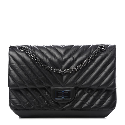 Chanel Aged Calfskin Chevron Quilted 2.55 Reissue 225 Flap So Black 1 of 10