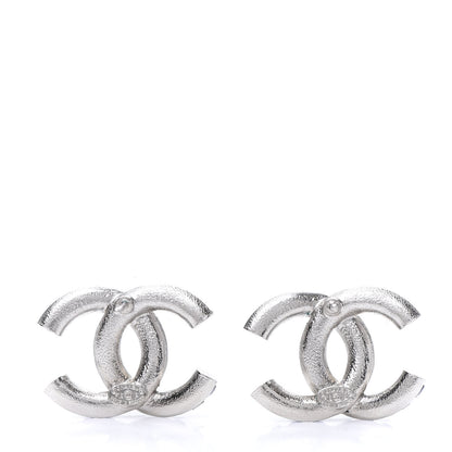 Chanel Metal Baguette Crystal CC Earrings Silver Blue 3 of 5