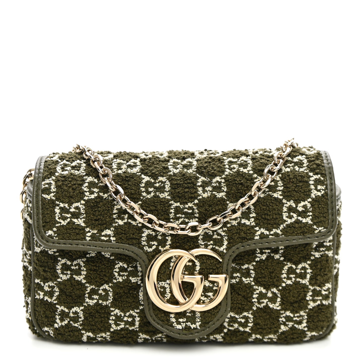 Tweed GG Monogram Mini GG Marmont Shoulder Bag Green