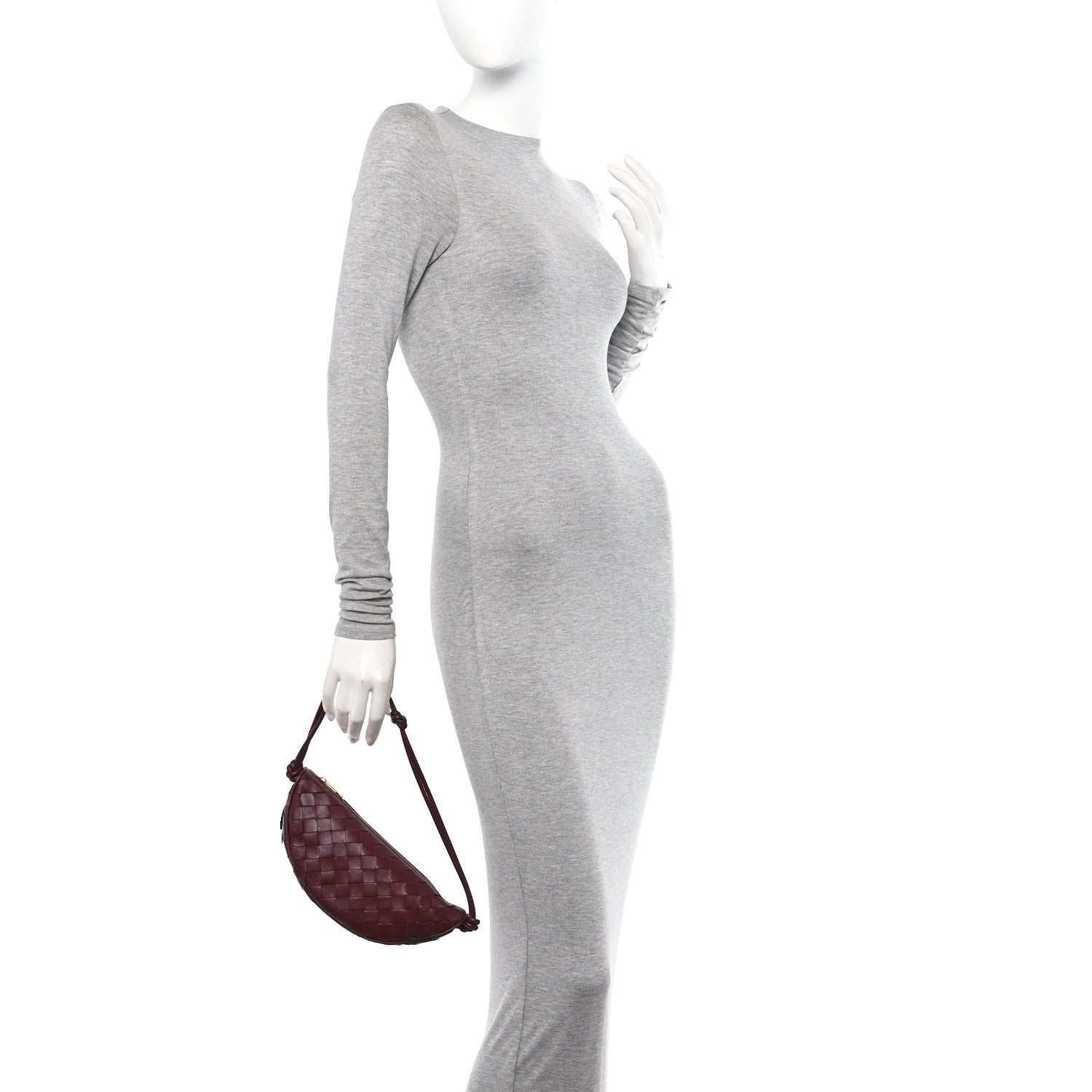 Bottega Veneta Nappa Intrecciato Half Moon Pouch On Strap Barolo 2 of 9