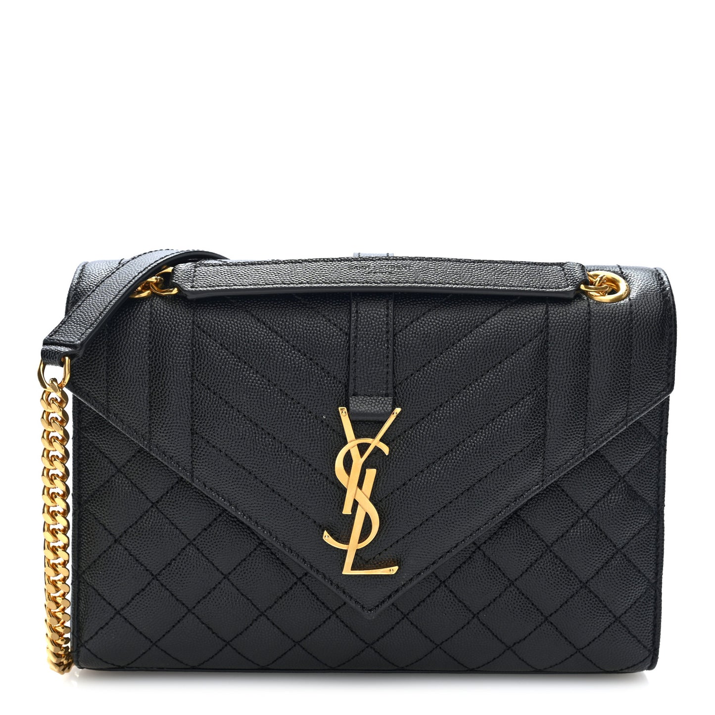 Grain De Poudre Textured Mixed Matelasse Triquilt Medium Monogram Satchel Black