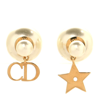 Christian Dior Pearl Mise En Dior Logo Tribal Earrings 1 of 5