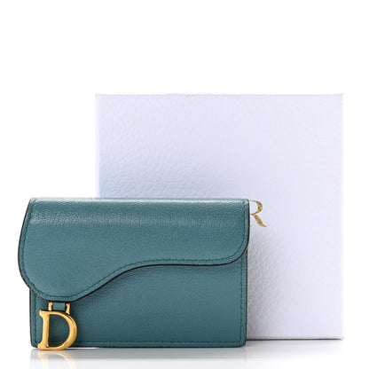 Christian Dior Goatskin Saddle Card Holder Azure Blue 8 of 8