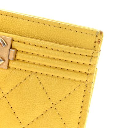 Chanel Caviar Quilted Boy Card Holder Yellow 14 of 14