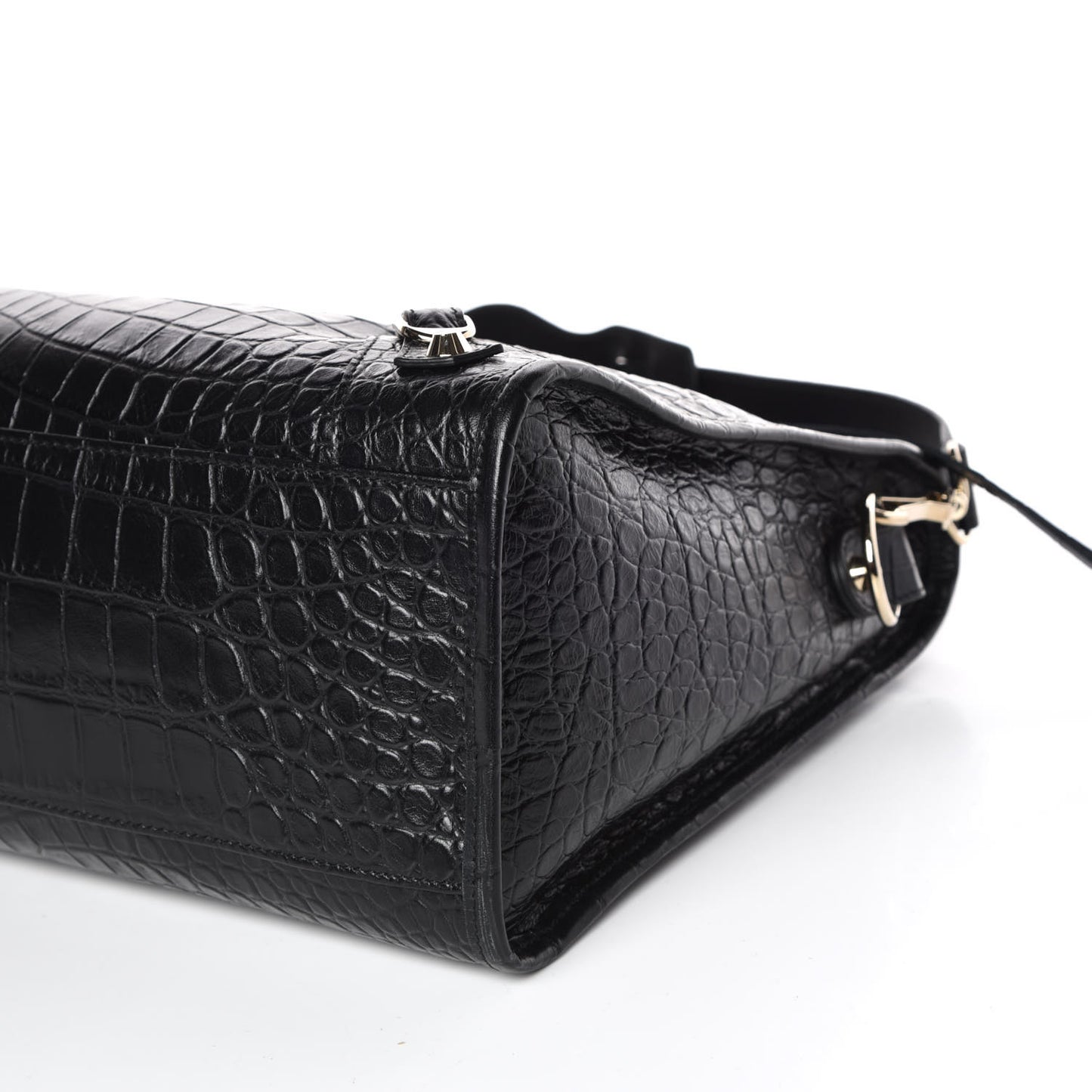 Calfskin Crocodile Embossed Classic Hardware City Black
