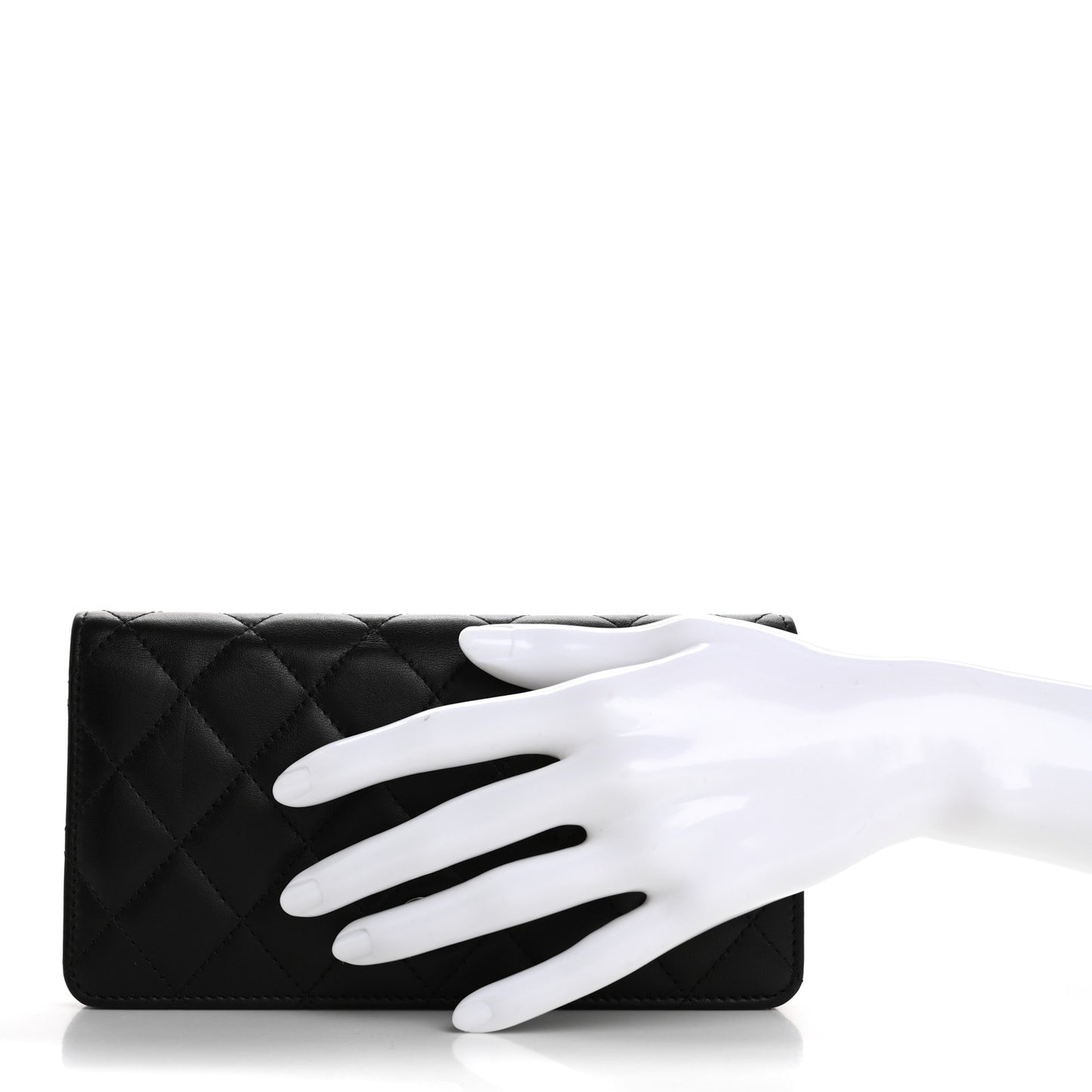 Lambskin Quilted Yen Wallet Black