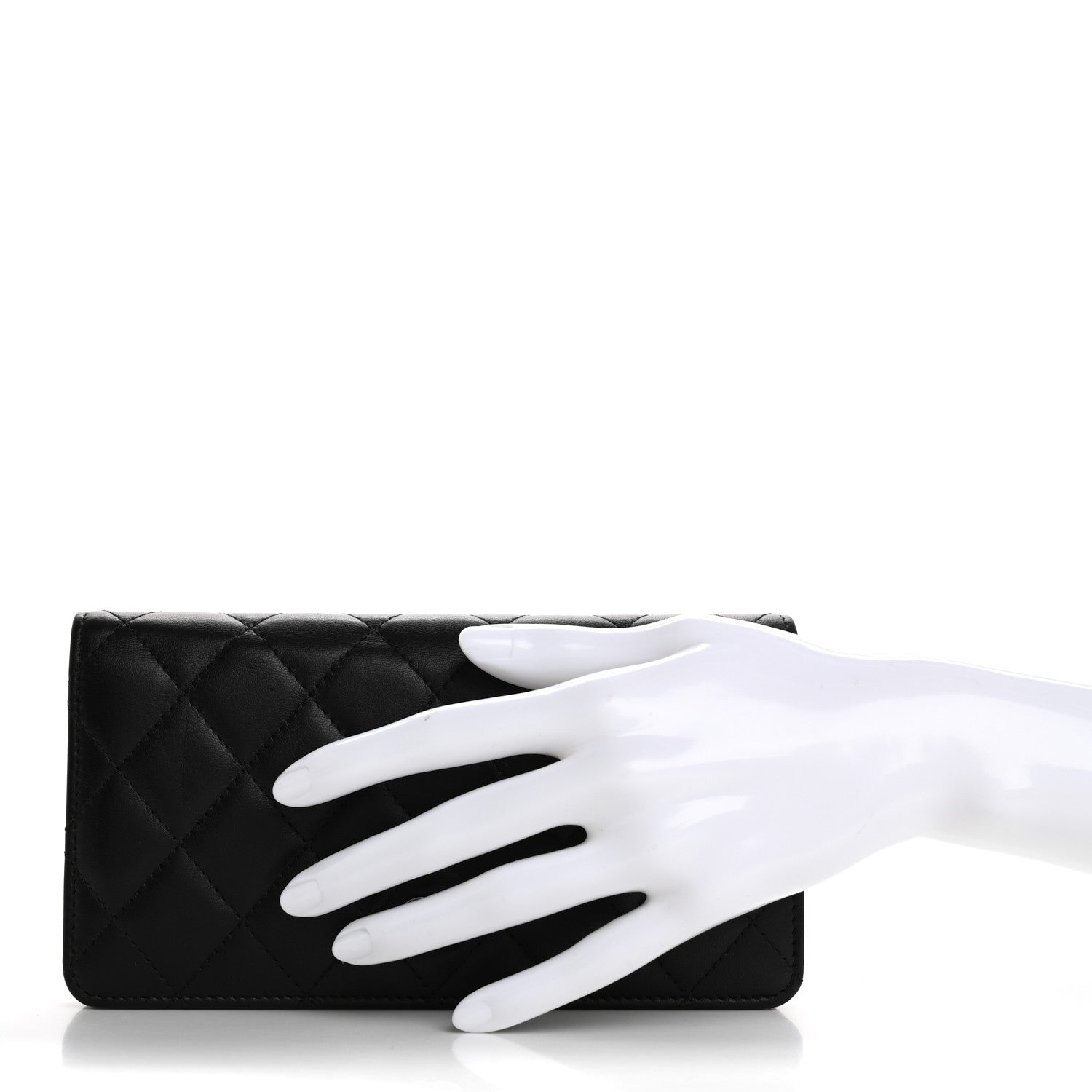 Chanel Lambskin Quilted Yen Wallet Black 2 of 12