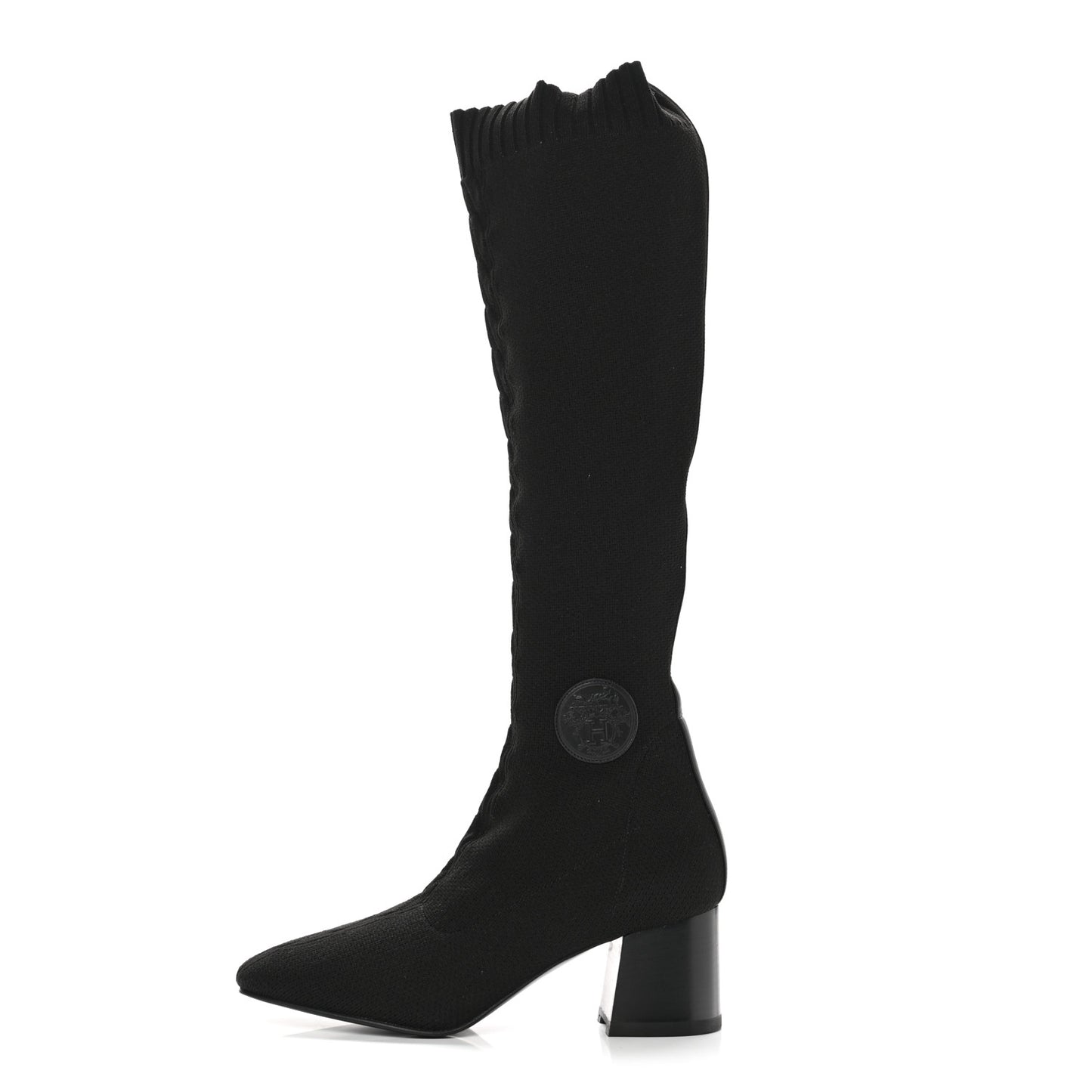 Knit Calfskin Fontaine 60 Boots 37.5 Black