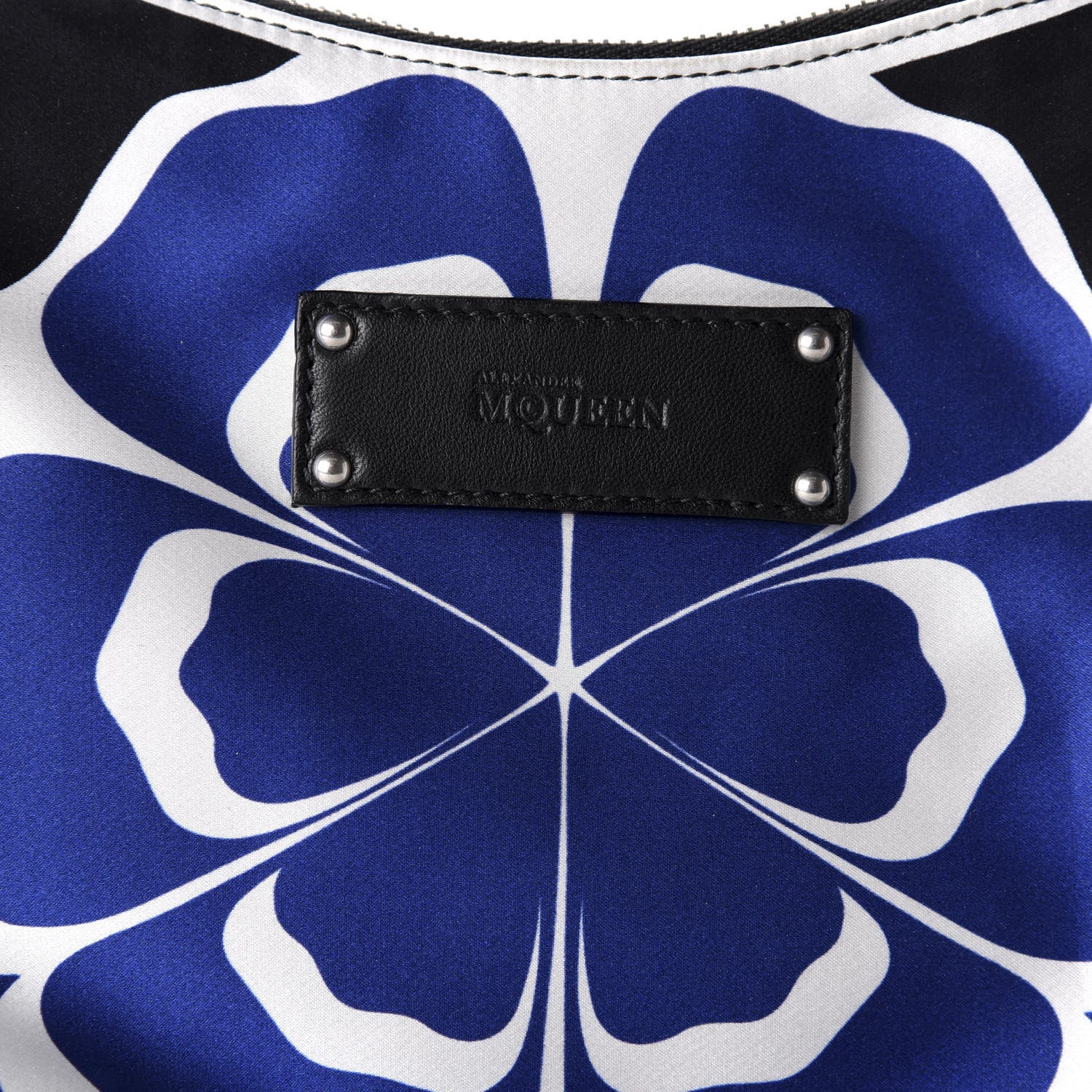 Alexander McQueen Silk Flower Collage De Manta Clutch Royal Blue Black 9 of 9