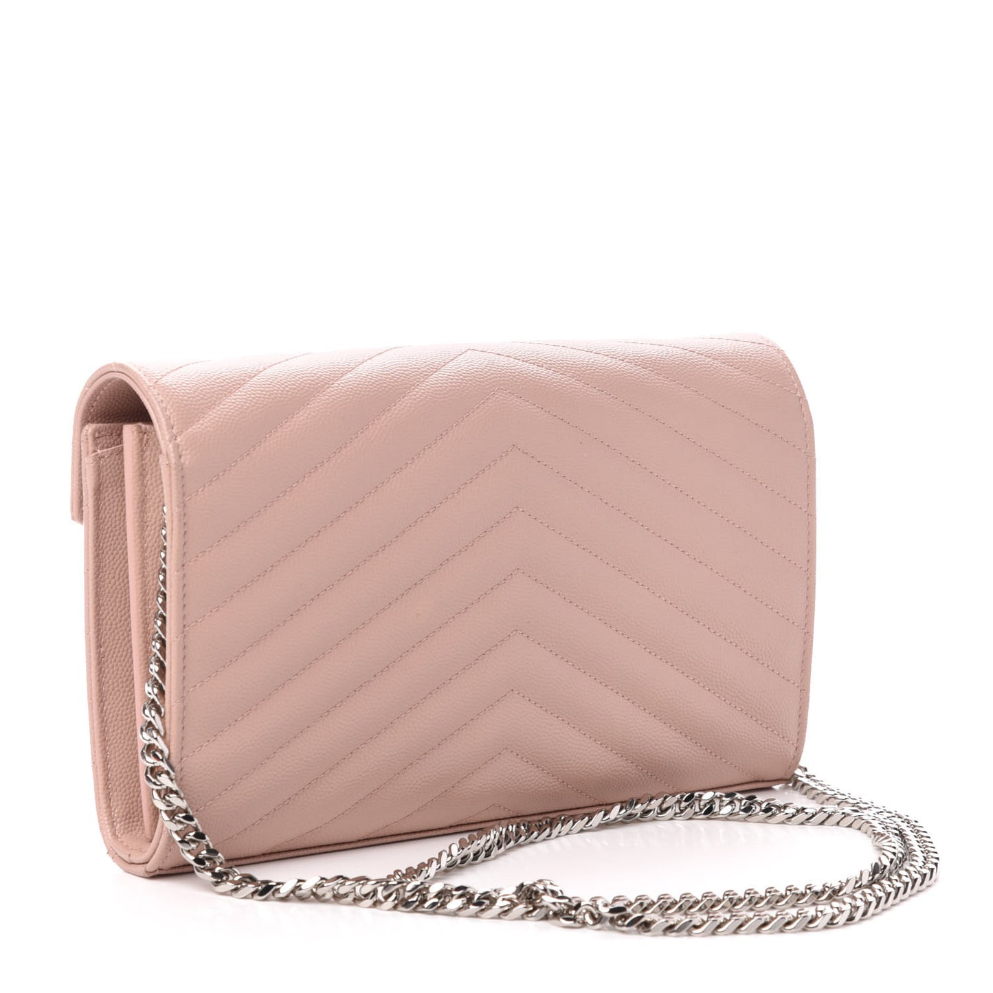 Grain De Poudre Matelasse Chevron Monogram Chain Wallet Pale Pink
