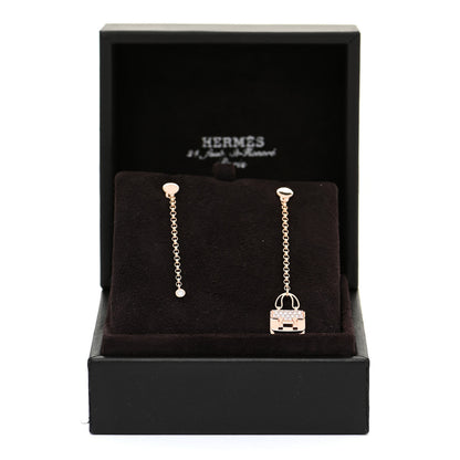 Hermes 18K Rose Gold Diamond Constance Amulettes Drop Earrings 6 of 6