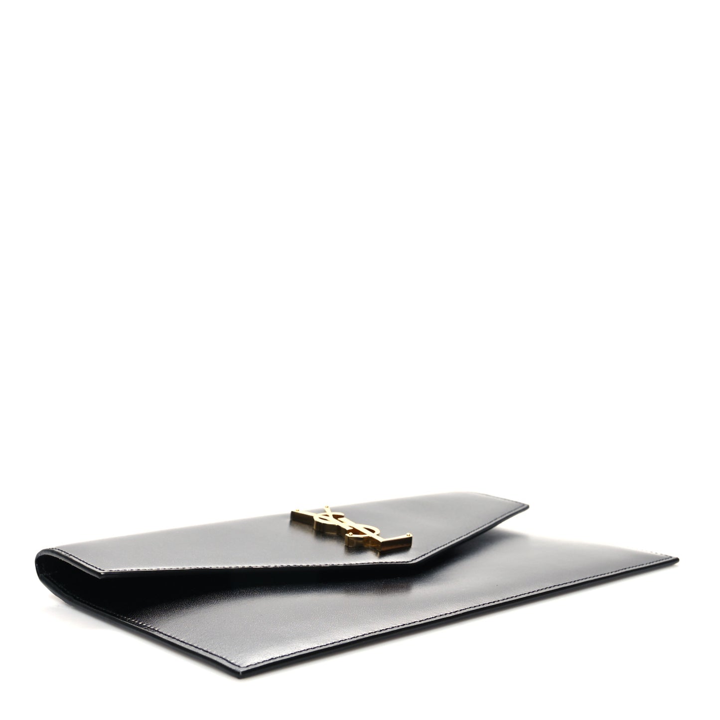 Smooth Shiny Calfskin Monogram Uptown Clutch Black