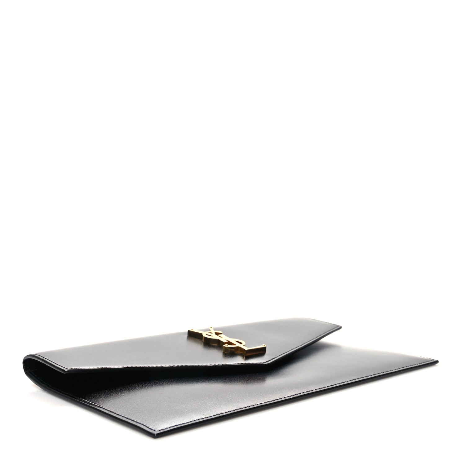 Saint Laurent Smooth Shiny Calfskin Monogram Uptown Clutch Black 4 of 8
