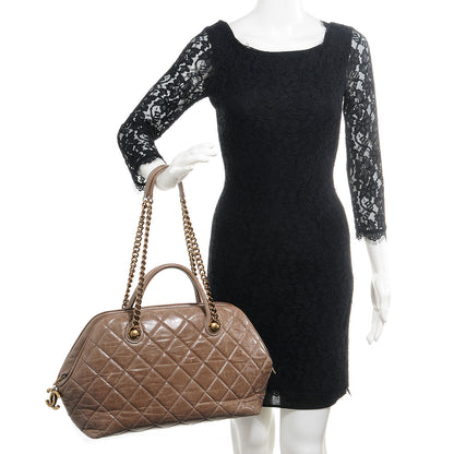 Chanel Calfskin Quilted Castle Rock Bowling Bag Grey 2 of 8