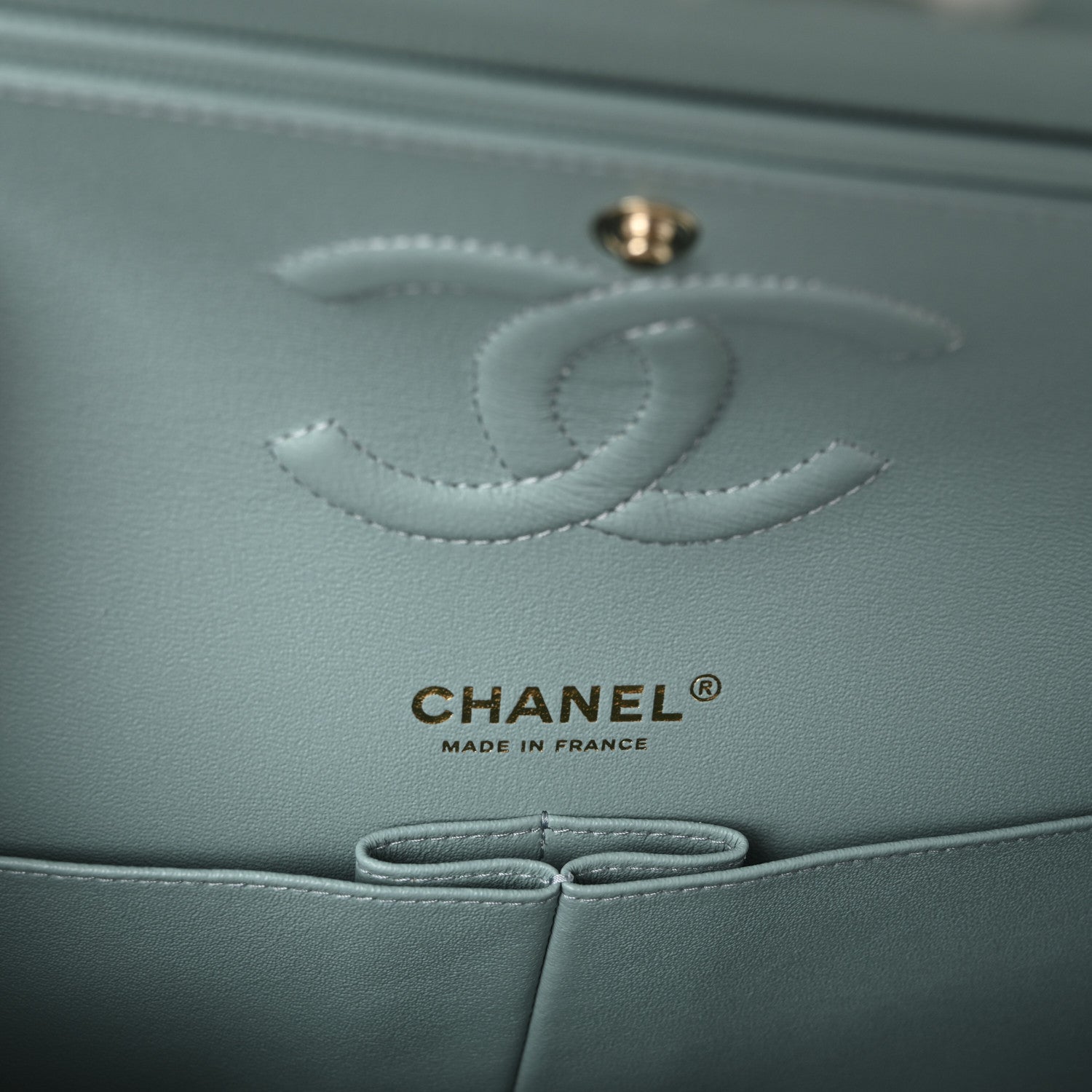 Chanel Caviar Quilted Medium Double Flap Light Blue 6 of 10