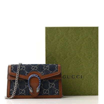 Gucci New Denim GG Monogram Dollar Calfskin Enamel Super Mini Dionysus Shoulder Bag Blue Tea Cuir Epilog Electric Blue 10 of 10