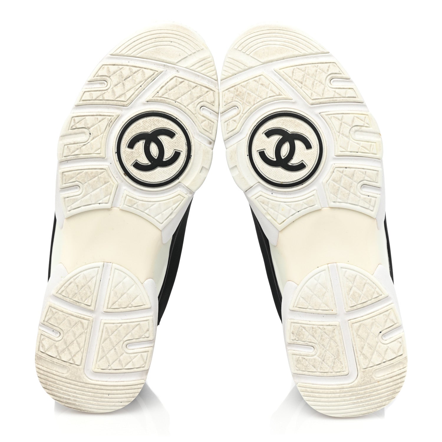 Chanel Lycra Fabric Womens CC Sneakers 38.5 Black White Pink 5 of 12