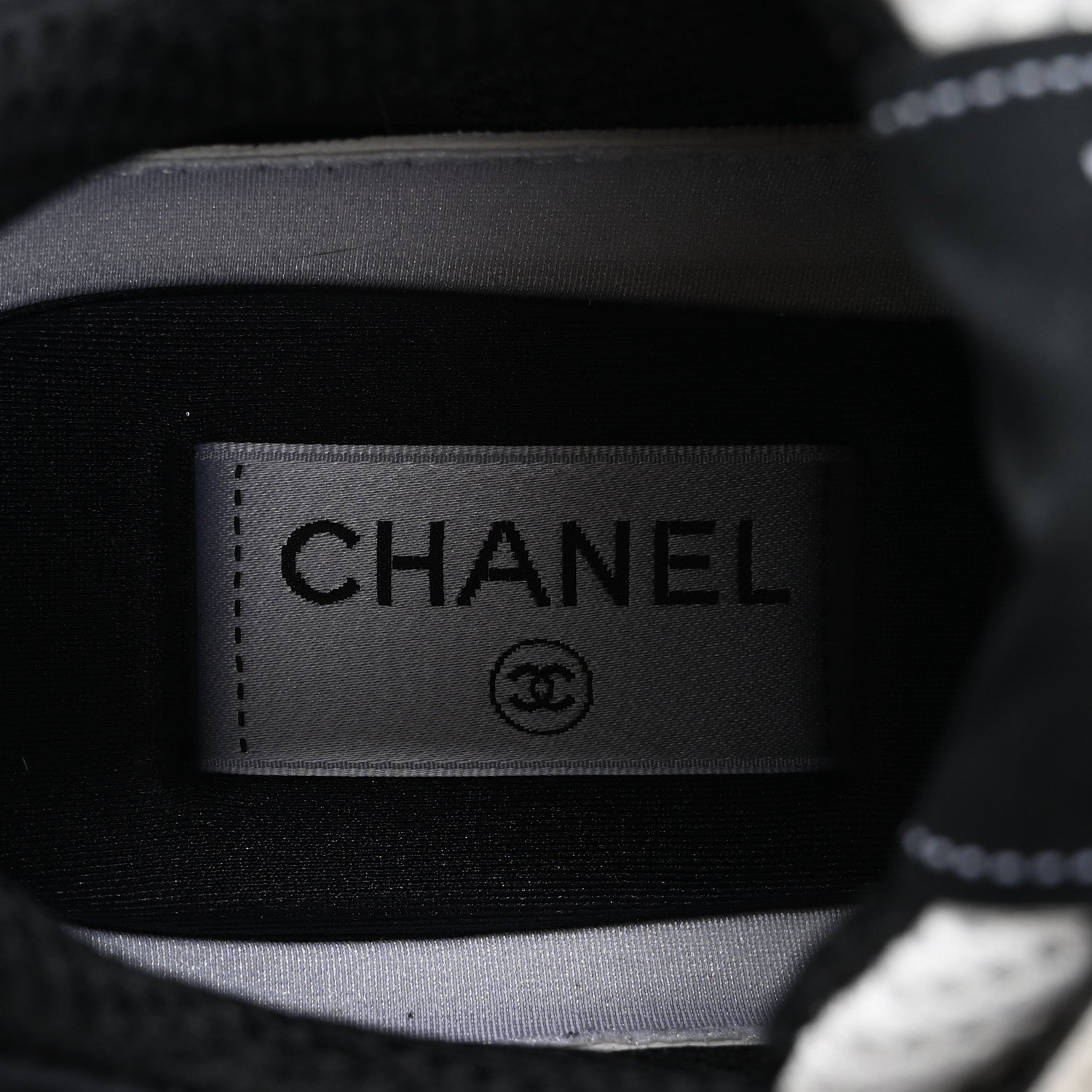 Chanel Mesh Suede Calfskin Grained Calfskin Womens CC Sneakers 37.5 White Black 7 of 12