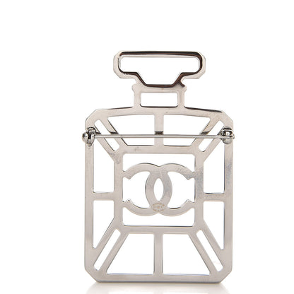 Chanel Crystal Perfume Bottle CC Brooch Ruthenium Iridescent Blue 3 of 5