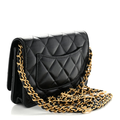 Chanel Lambskin Quilted Logo WOC Wallet On Chain Black 3 of 12