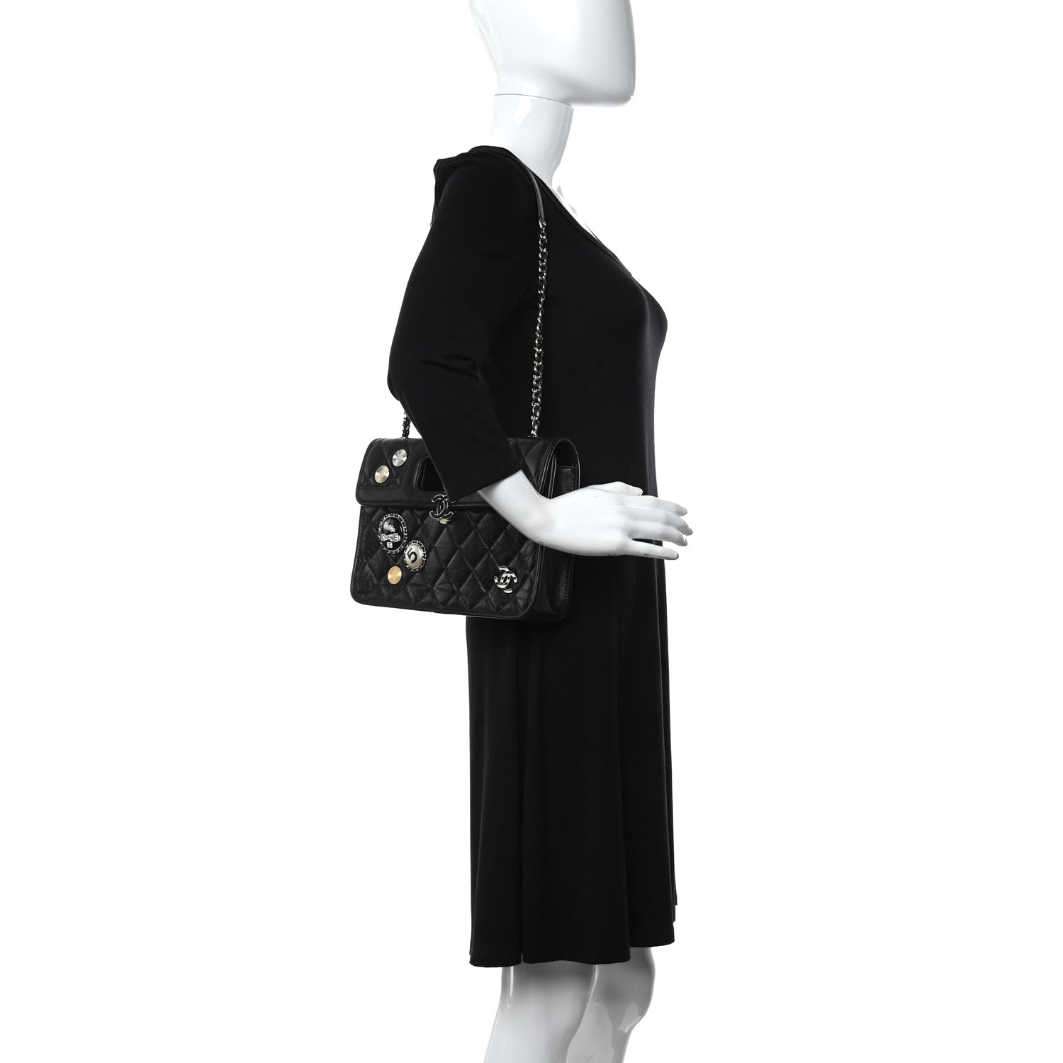 Chanel Aged Calfskin Charms Flap Bag Black 3 of 11