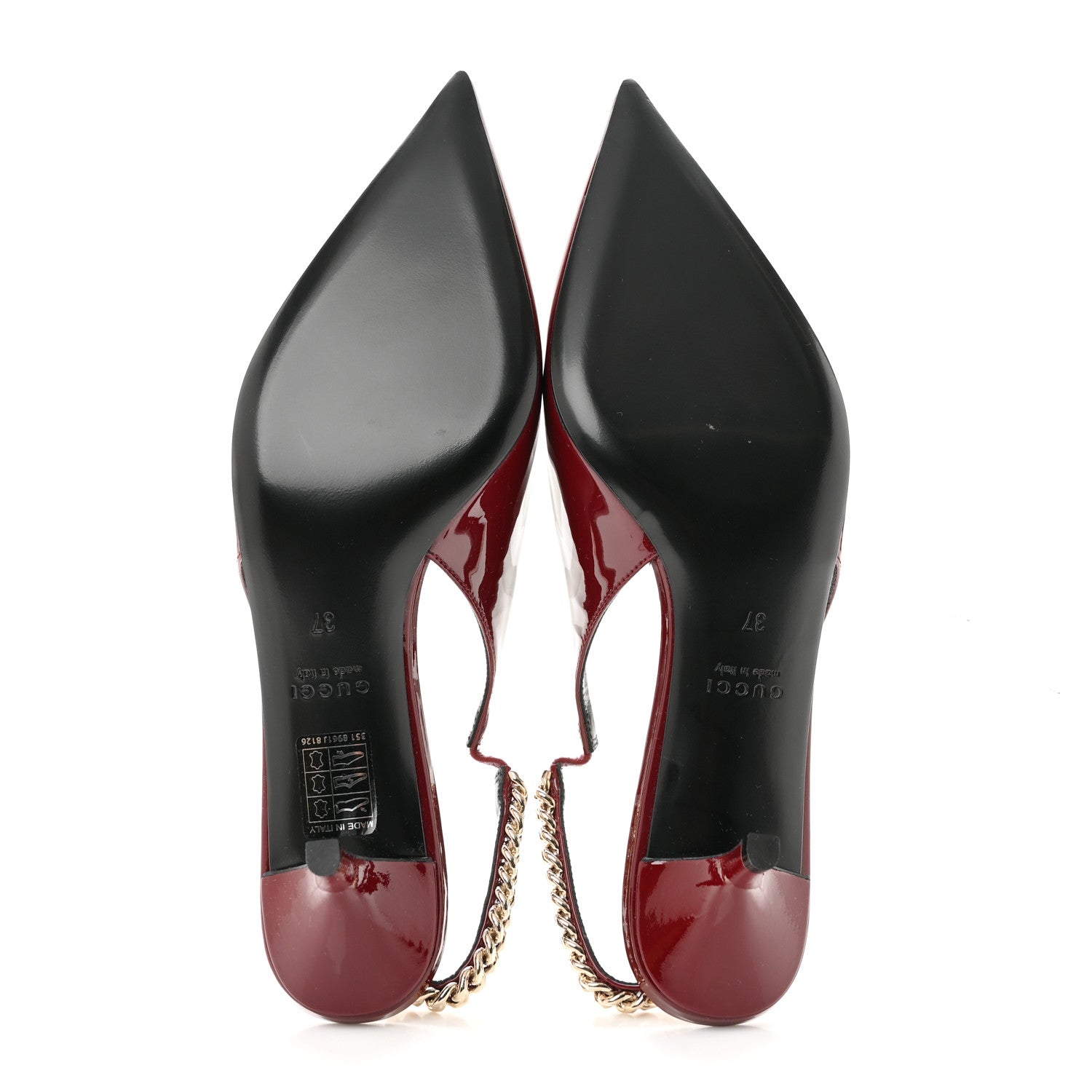 Gucci Vernice Crystal Nappa Charlotte Signoria 45mm Slingback Pumps 37 Rosso Ancora 6 of 10