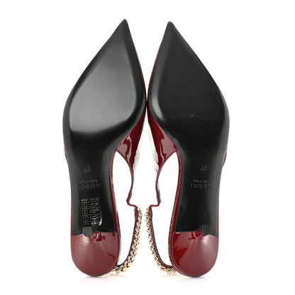 Gucci Vernice Crystal Nappa Charlotte Signoria 45mm Slingback Pumps 37 Rosso Ancora 6 of 10