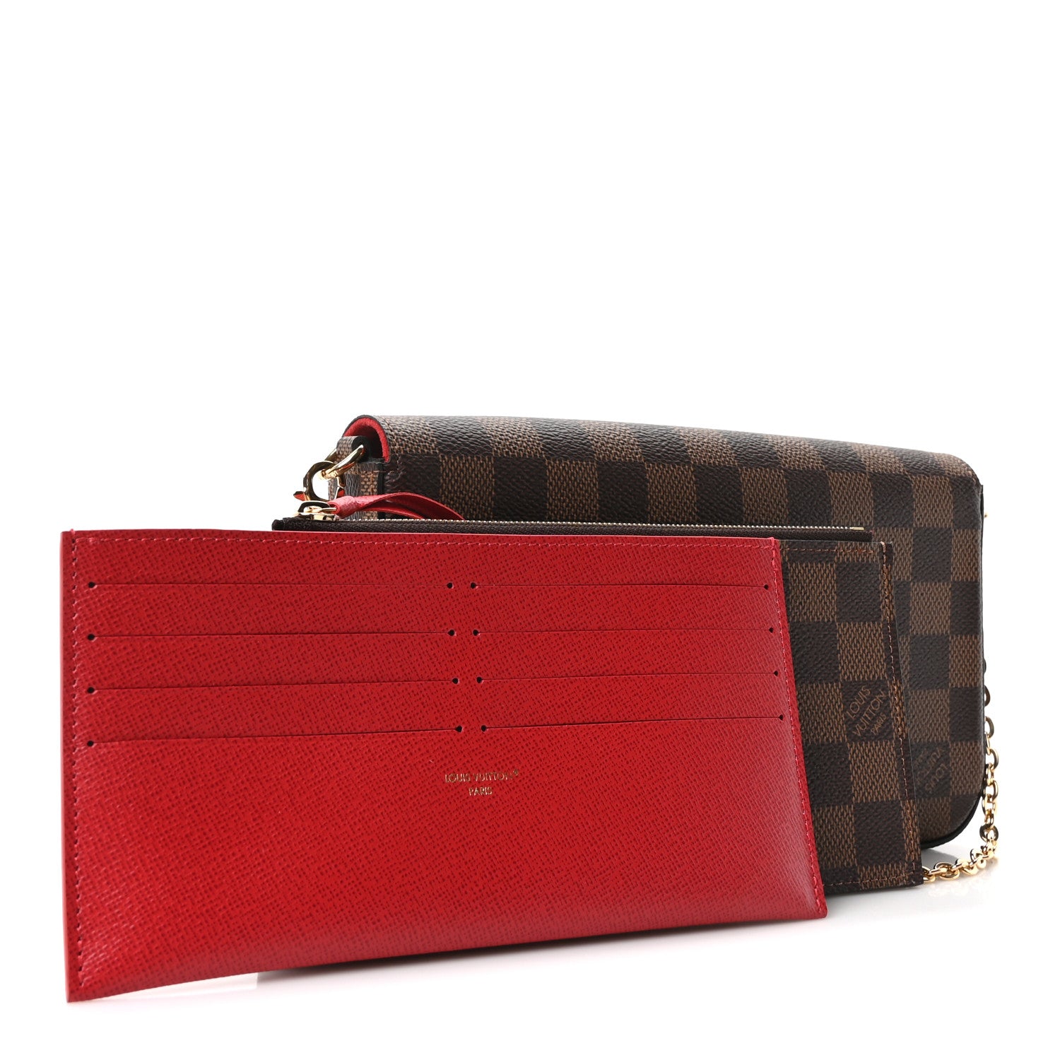 Louis Vuitton Damier Ebene Pochette Felicie Chain Wallet 5 of 15