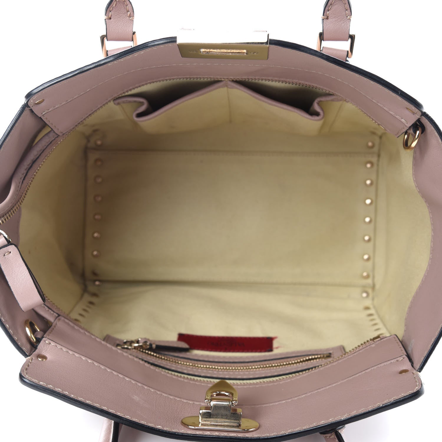 Valentino Garavani Vitello Small Rockstud Double Handle Tote Poudre 5 of 11