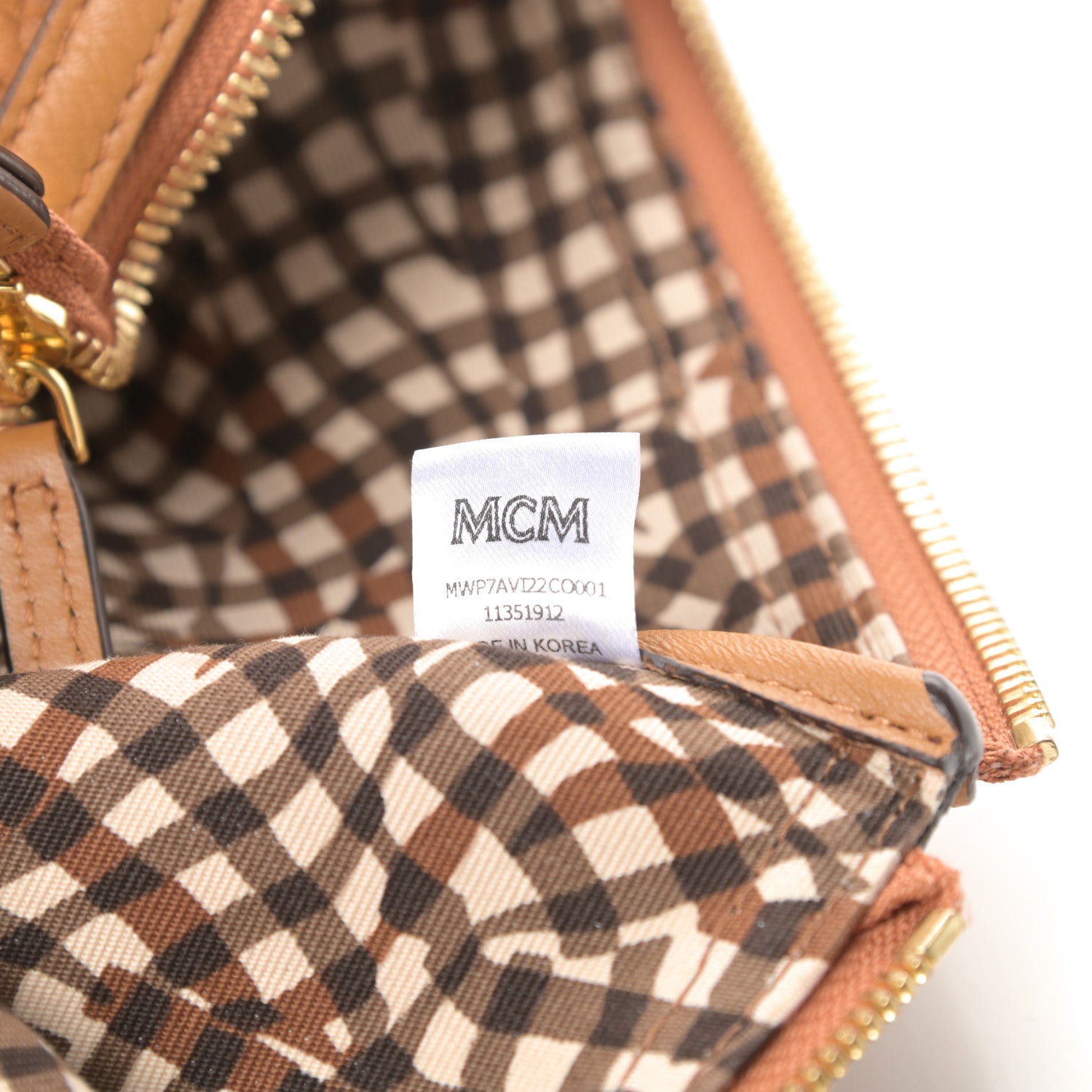 MCM Visetos Liz Shopper Tote Pouch Cognac 7 of 11