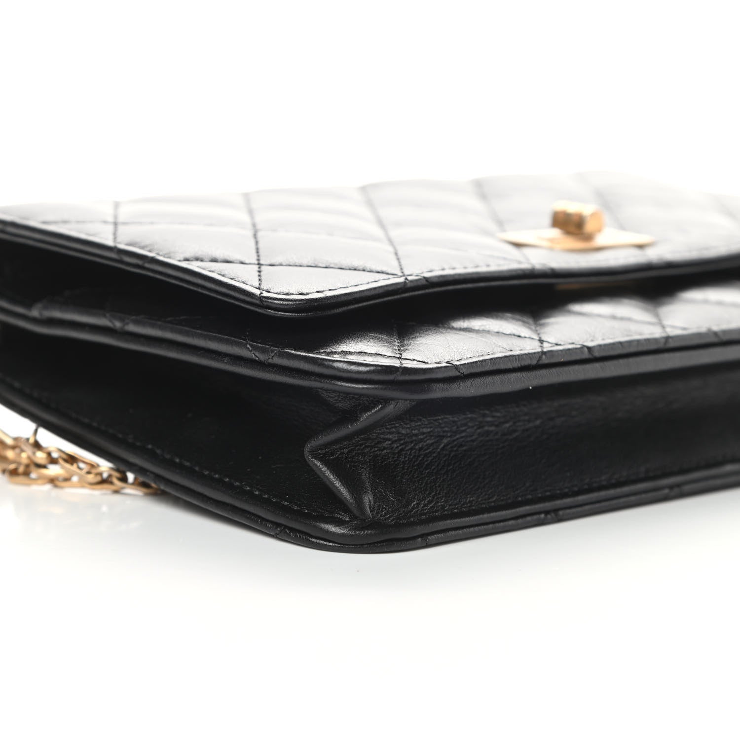 Chanel Aged Calfskin Quilted Reissue Wallet On Chain WOC Black 10 of 14